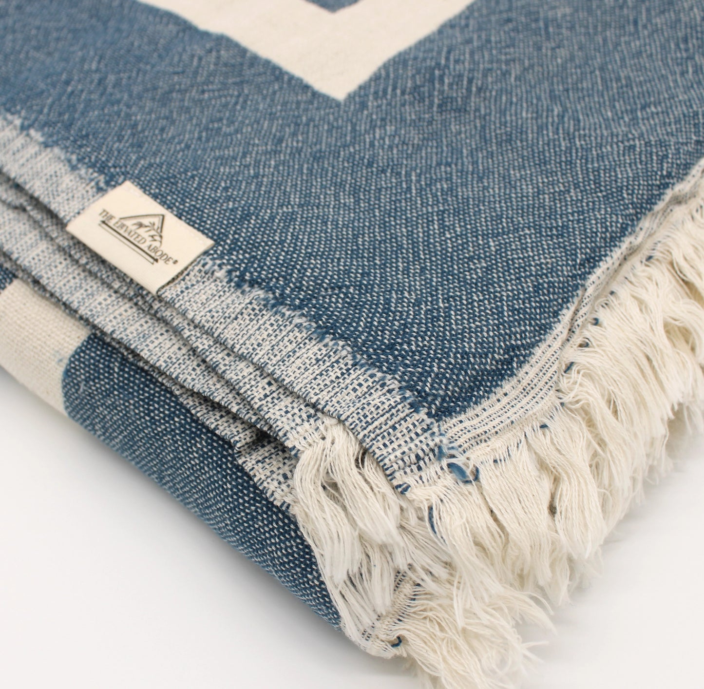 Blue Turkish Cotton Pyramid Throw Blanket