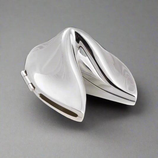 Silver Fortune Cookie Trinket Box