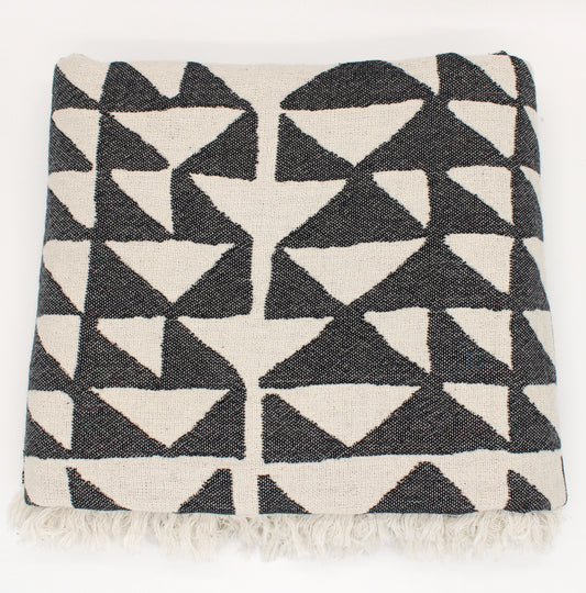 Black Turkish Cotton Pyramid Throw Blanket