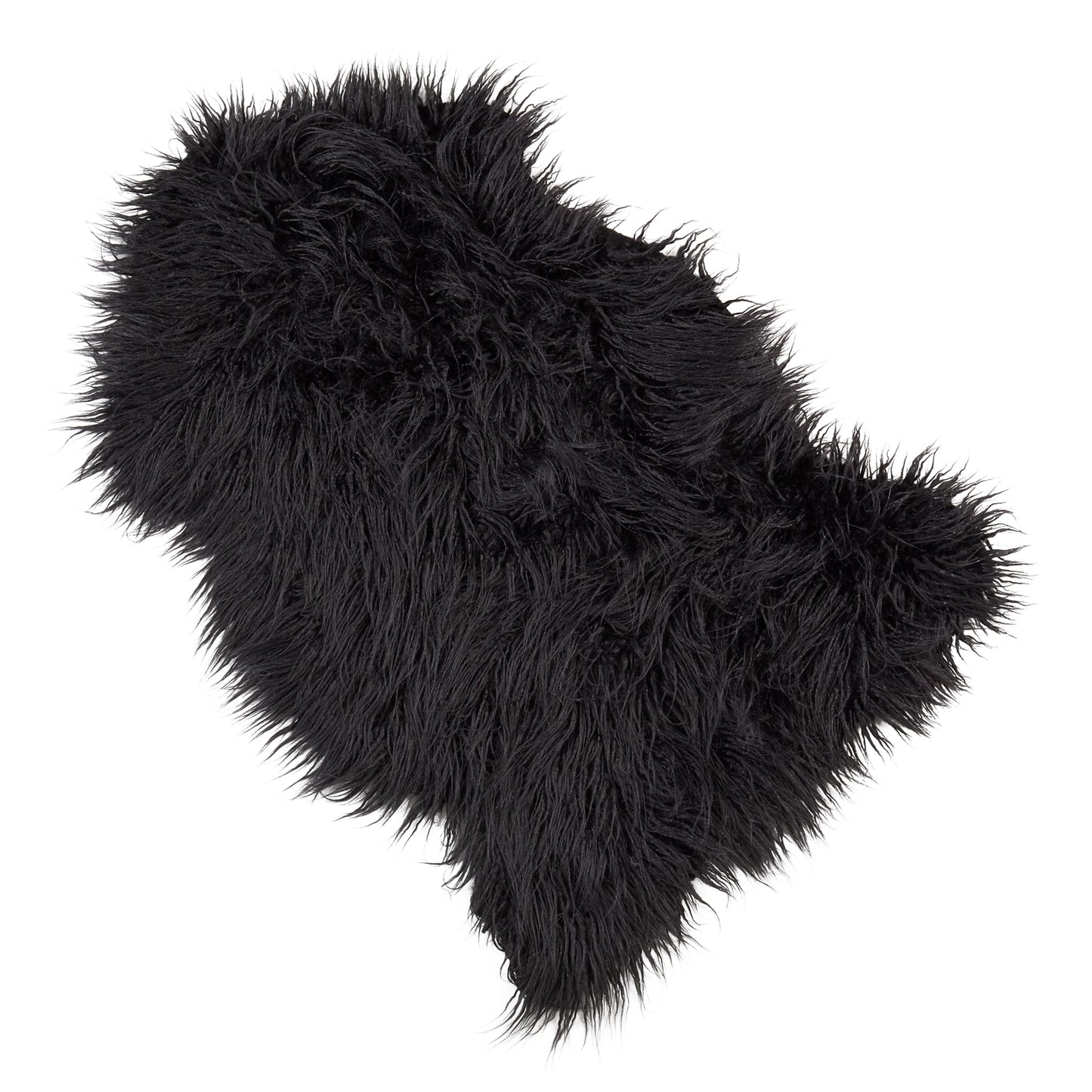 Faux Mongolian Fur Rug - Black