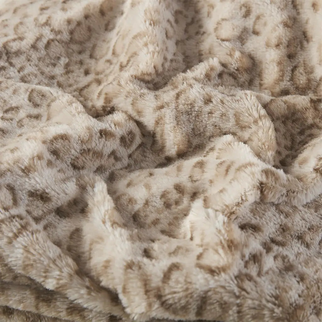 leopard print faux fur throw blanket