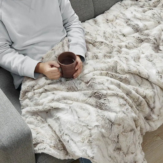 Marble Faux Fur Oversized Throw