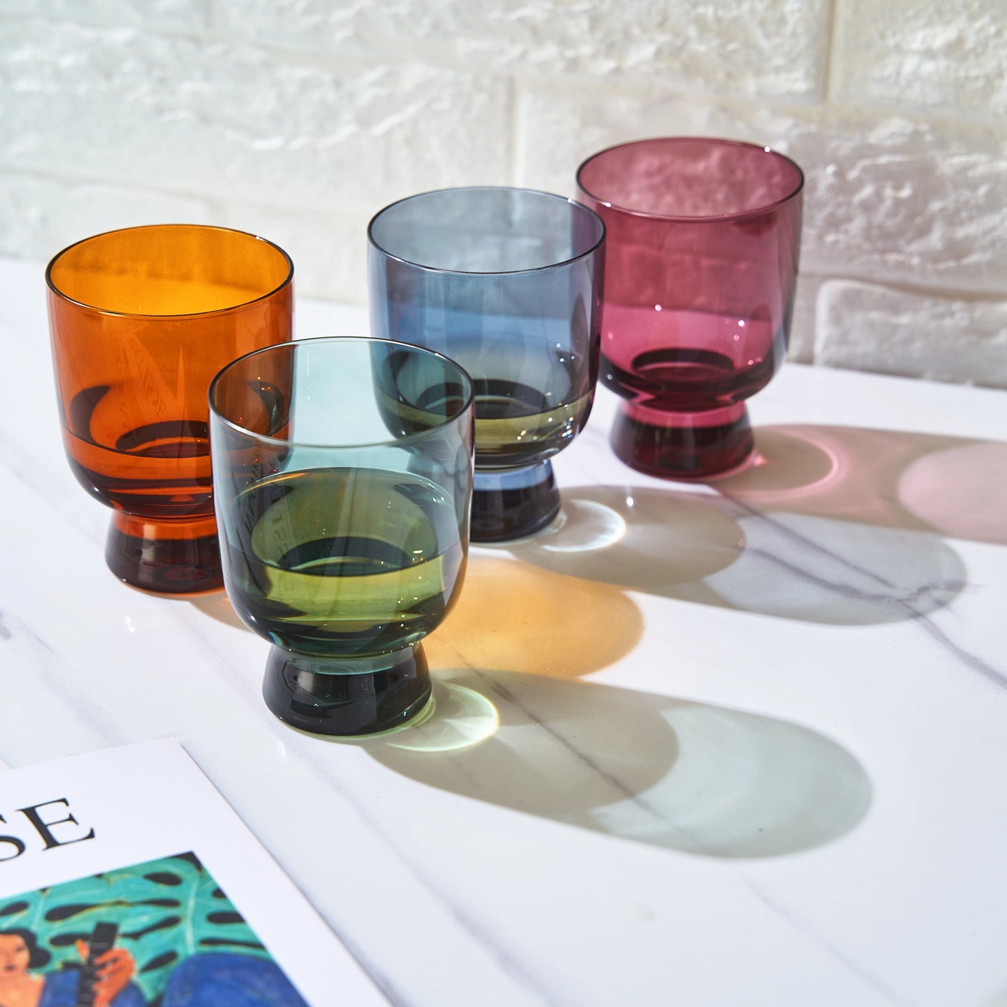 Murano Colored Tumbler Glasses - Set of 4