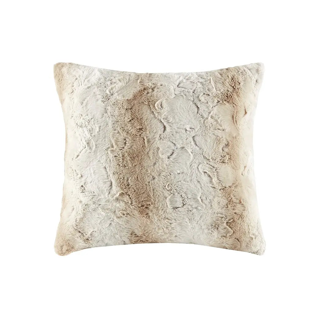 ombre tan and cream faux fur throw pillow