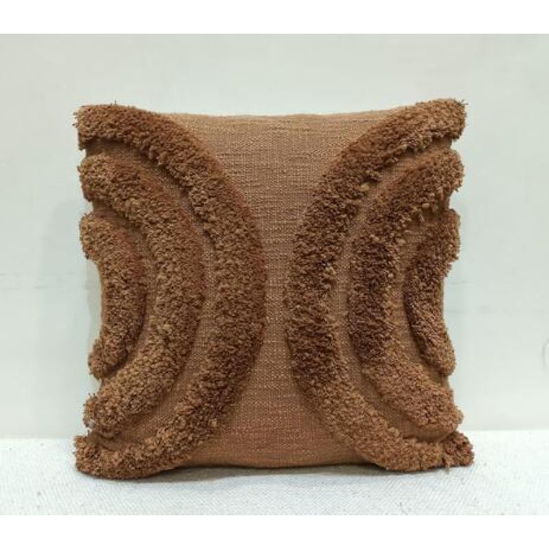 Coffee Tufted Curves Pillow Cover
